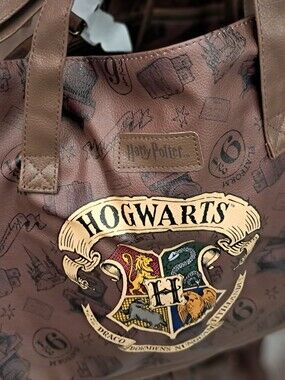 Warner Bros. Brown Hogwarts Crest Tote Bag